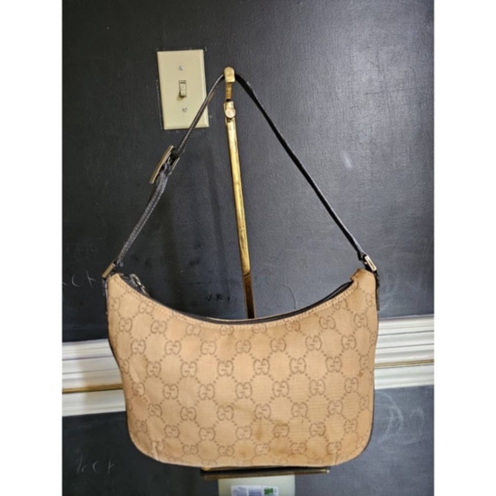 Authentic Gucci GG Canvas and Leather Zip Hobo Bag Beige/Brown - Picture 11 of 11